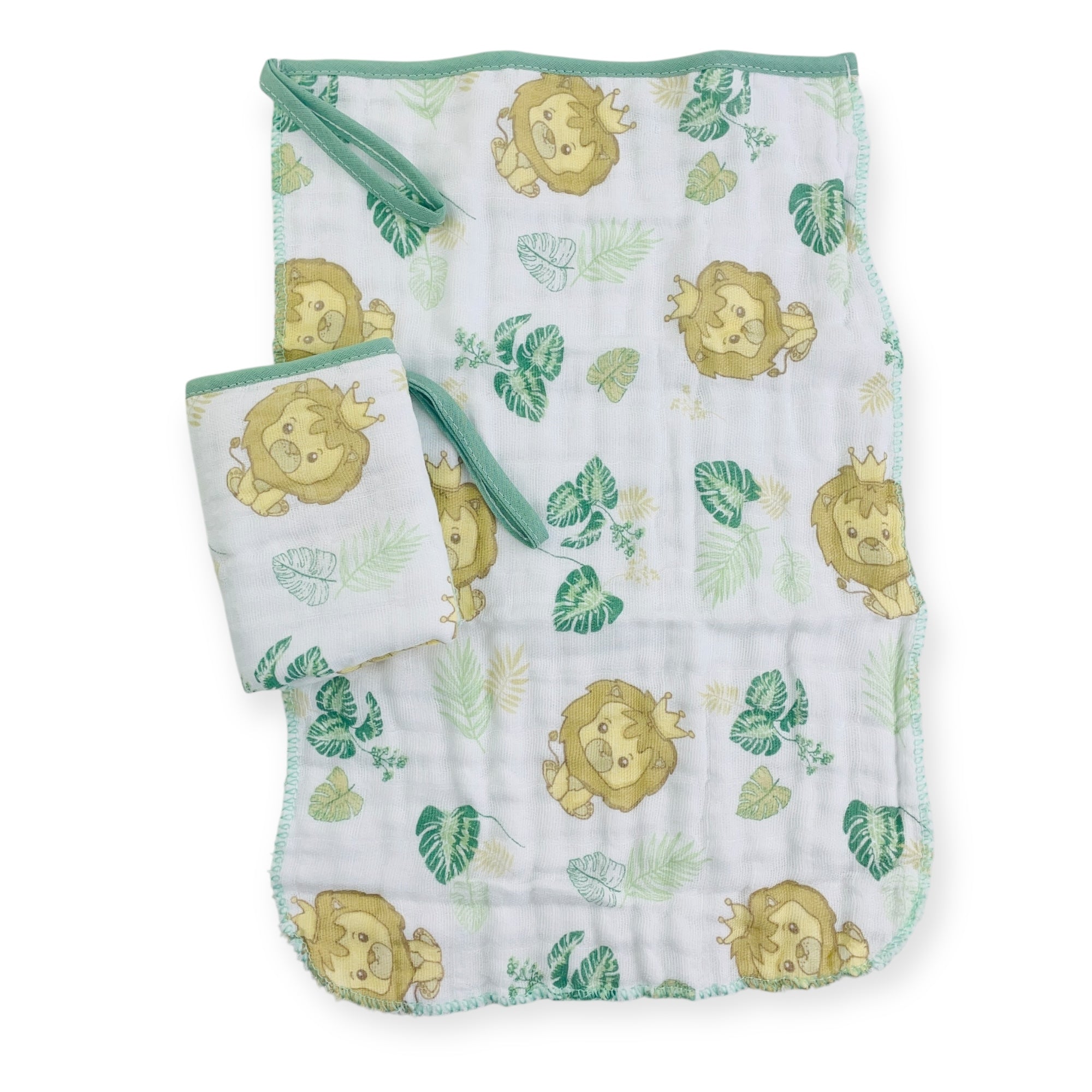 Pano De Boca Dengo Soft Com Bainha Estampado  2 Peças - Verde - 20x40cm
