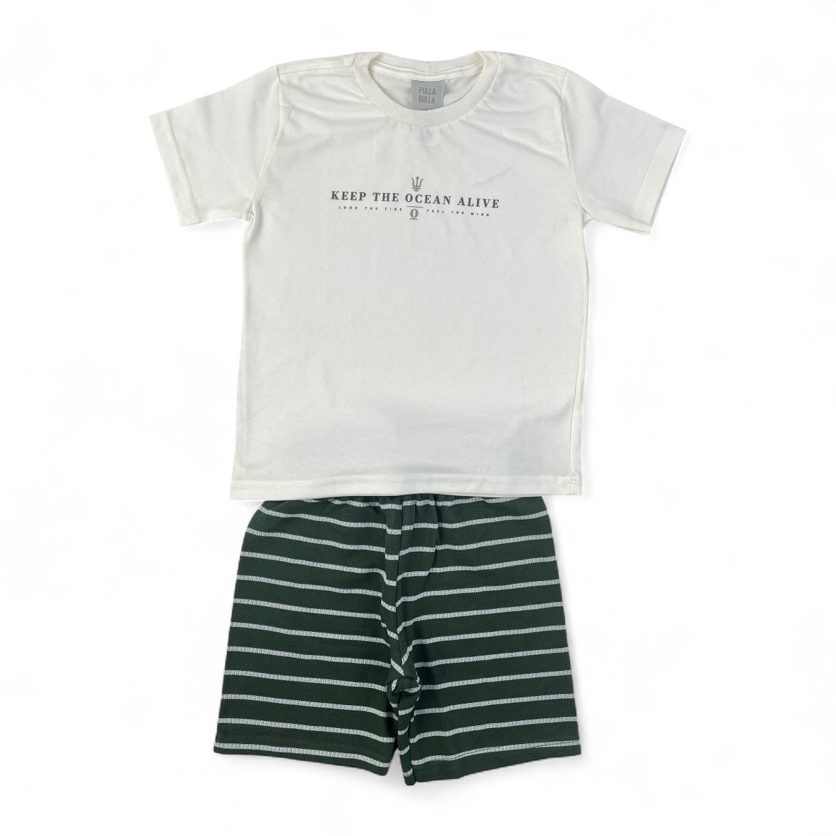 Conjunto Pulla Bulla Infantil Menino Camiseta e Bermuda raia