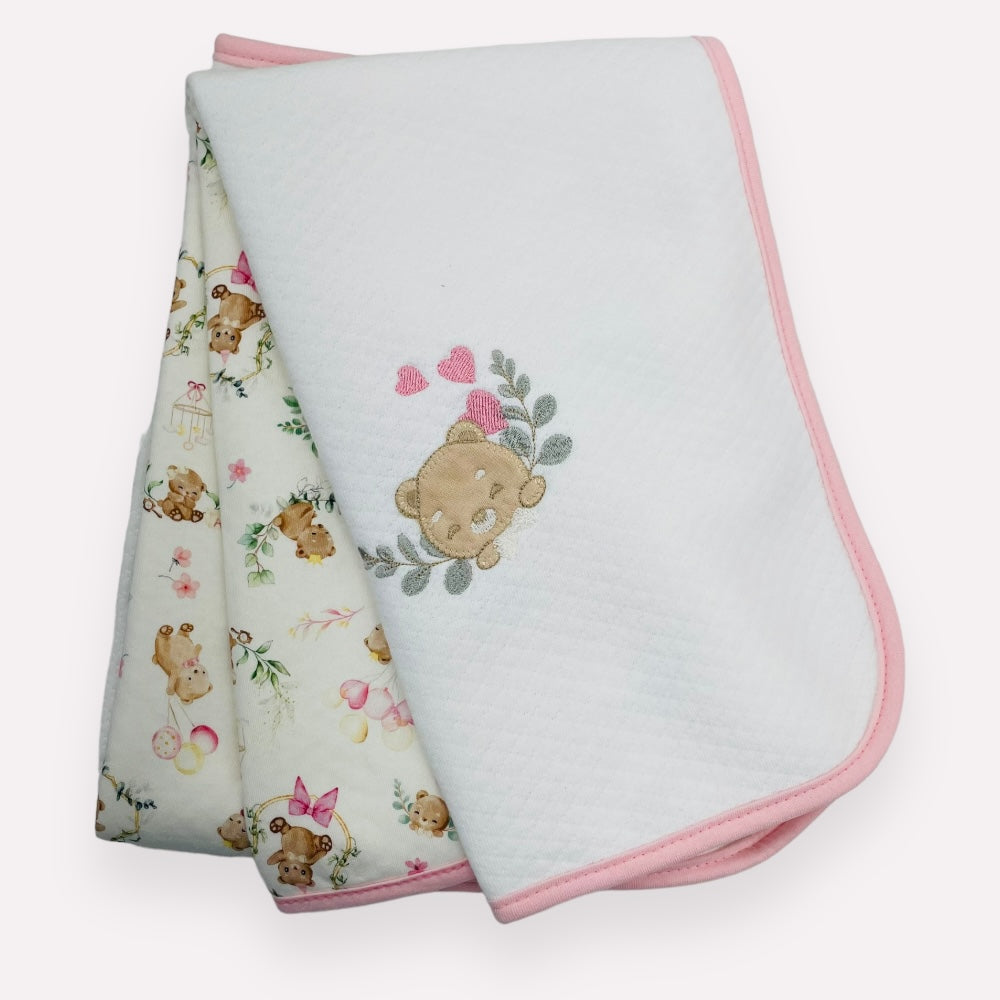 Manta  Hug Ursinho Matelasse - Rosa - 90 X 70 Cm
