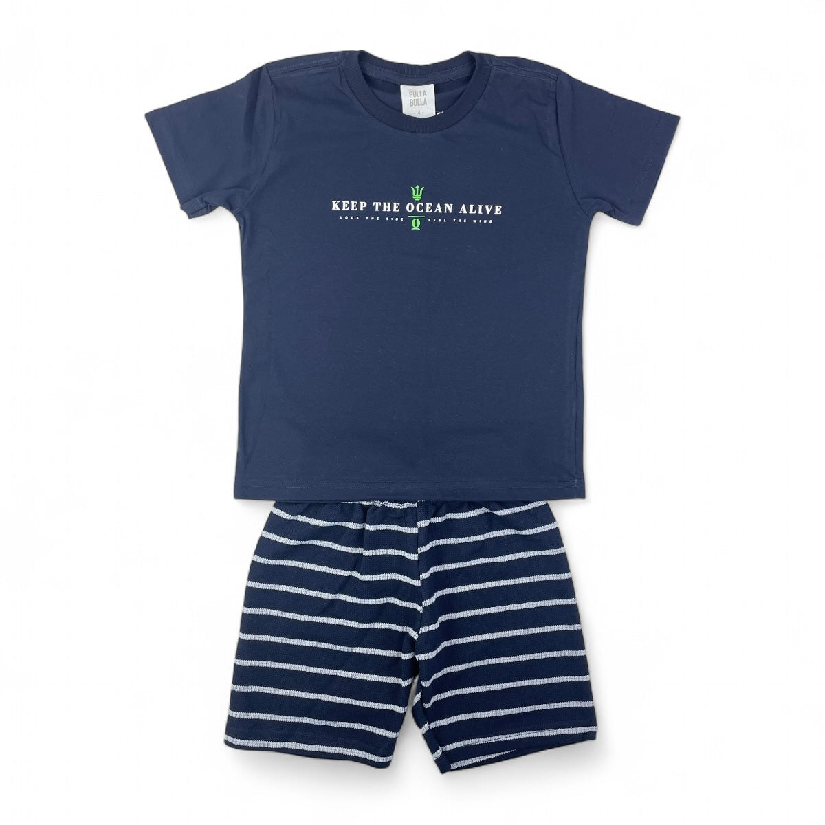 Conjunto Pulla Bulla Infantil Menino Camiseta e Bermuda raia