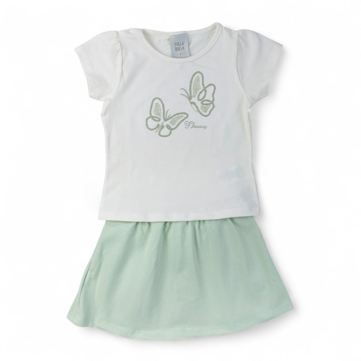 Conjunto Pulla Bulla Infantil com Saia Short e Blusa Borboleta