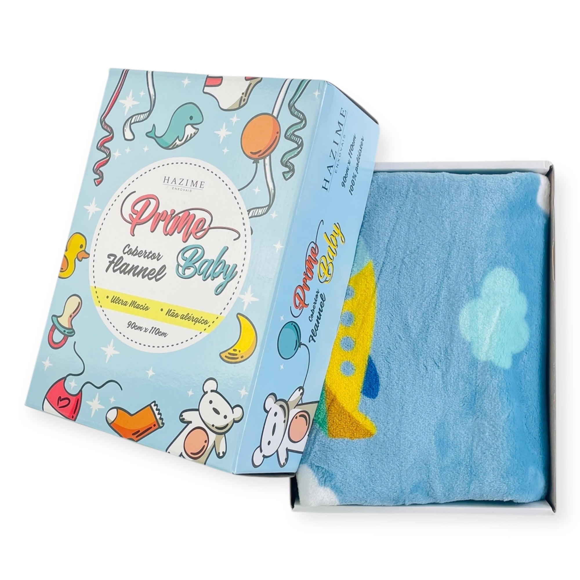 Cobertor Flannel Zepelin  Prime Baby - Azul - 90 X110 Cm