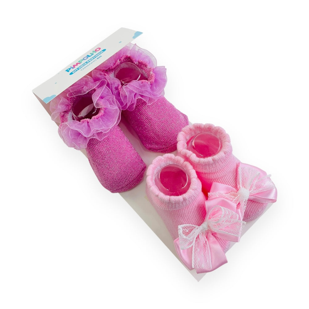 Kit Meia Fem Pimpolho Festinha Rn C/2 Pares