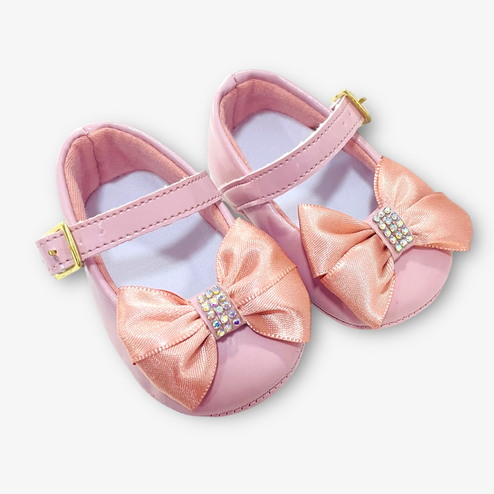 Sapatilha Bebê Keto Baby Laço de Cetim Em Verniz