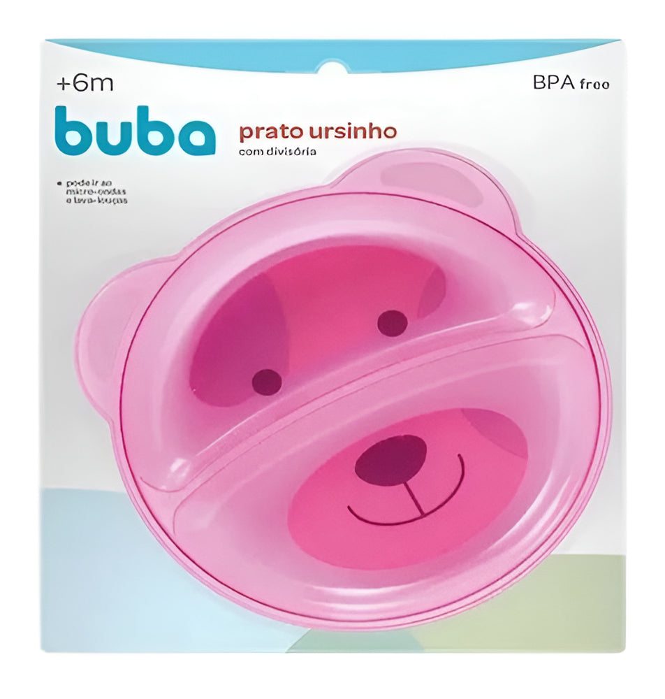 Prato Ursinho Buba Infantil Com Divisória