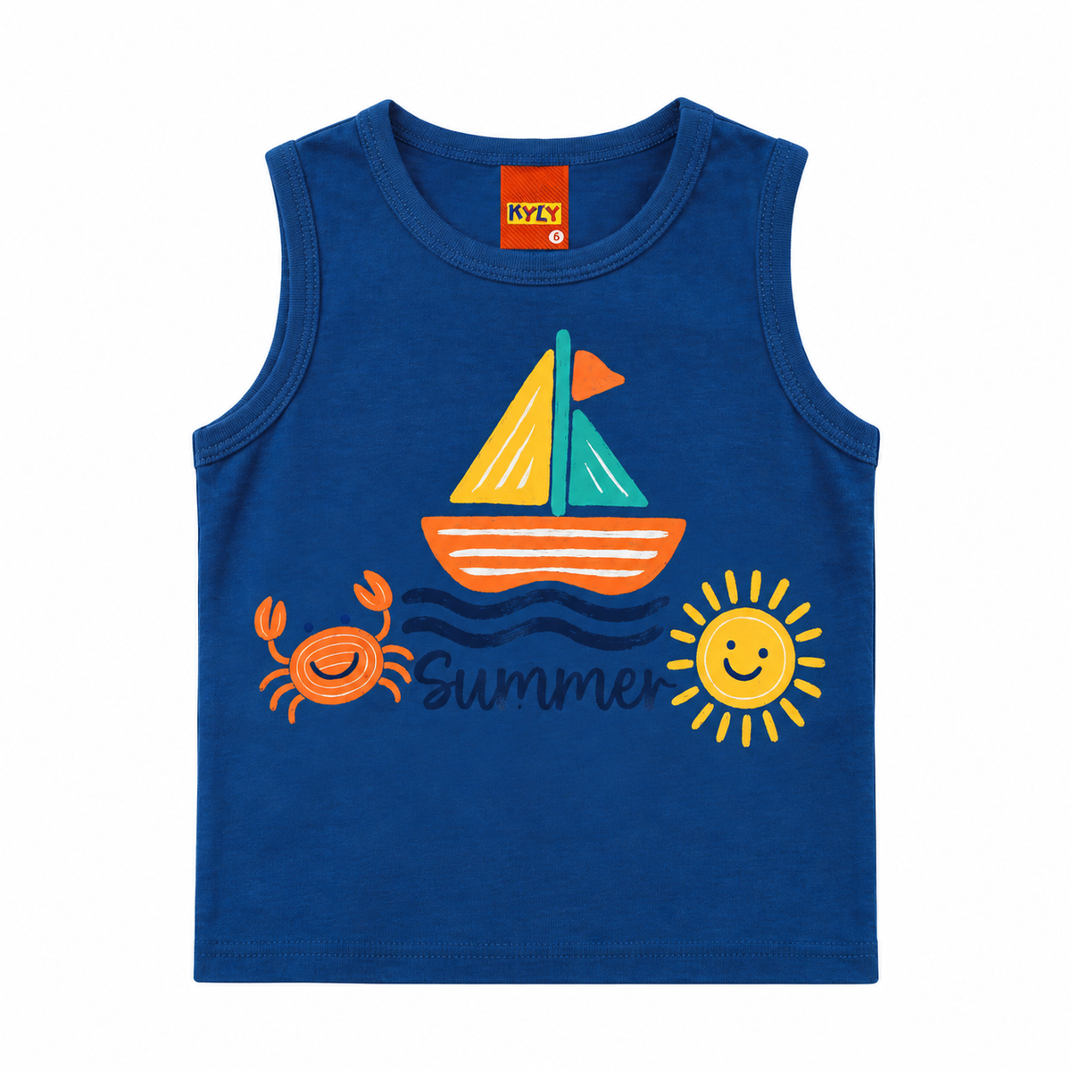 Conjunto Bebê Masculino Regata e Short Kyly Barco Summer