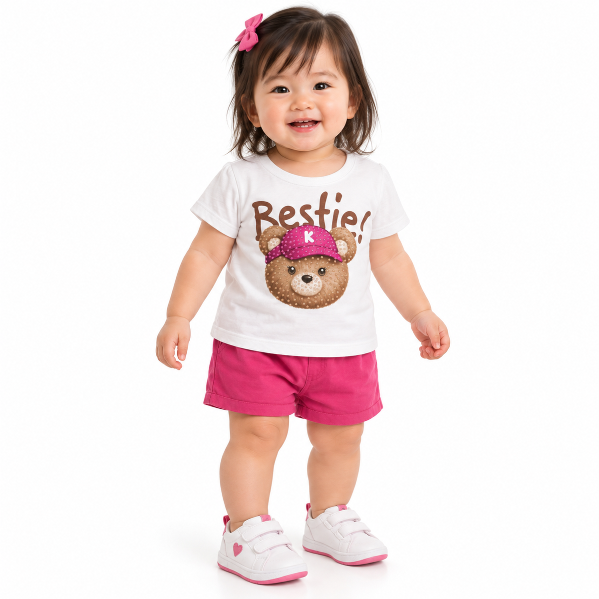 Blusa Cropped Infantil Bebê Kyly Ursinha Bestie em Algodão
