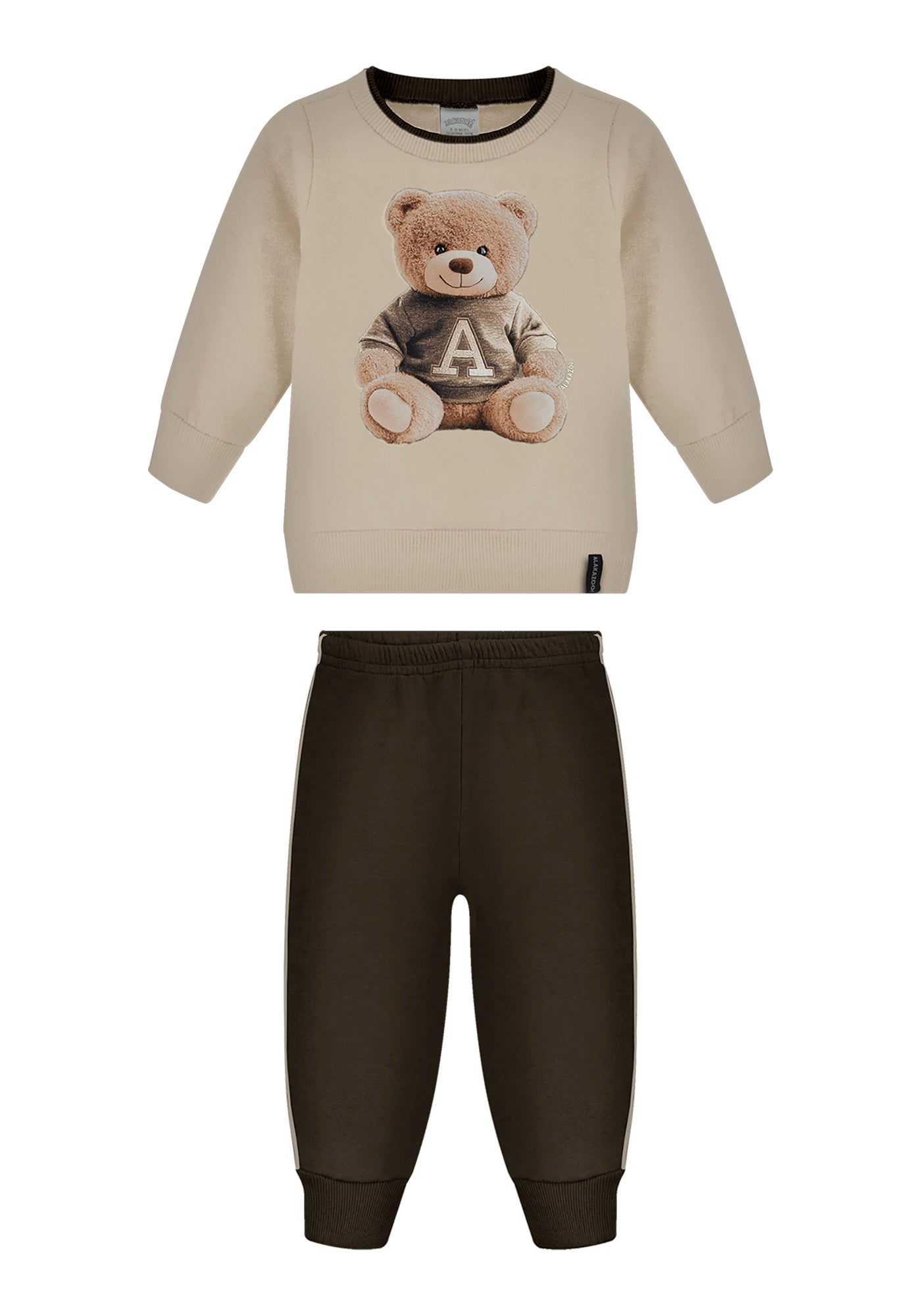 Conjunto Infantil Alakazoo em Moletom Felpado com Estampa de Urso