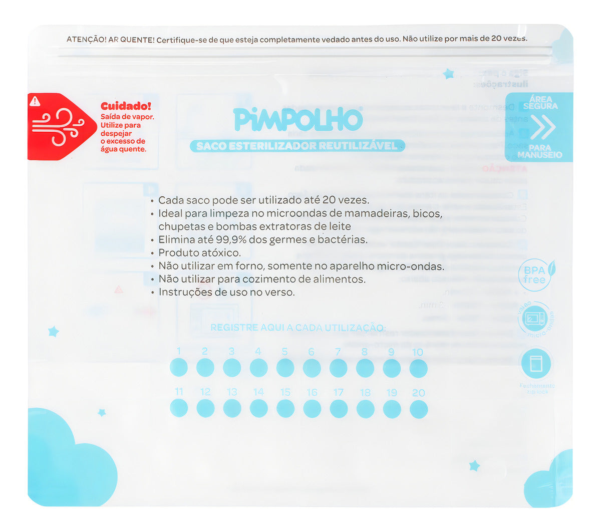 Saco Esterilizador Reutilizável Pimpolho Para Mamadeiras