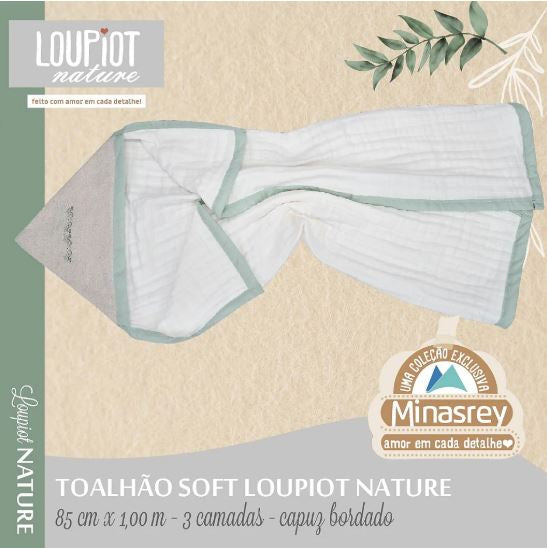 Toalhão Baby Loupiot Nature Bordado Capuz Toalha