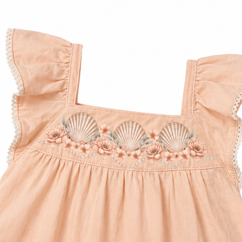 Vestido Infantil Feminino Milon Conchas e Flores
