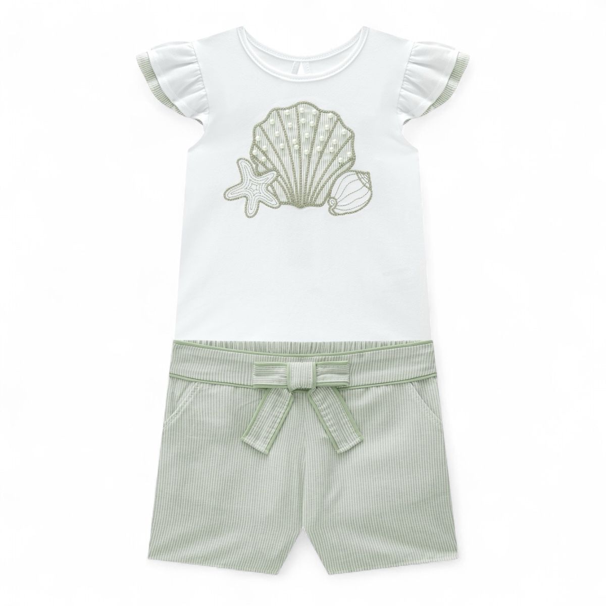 Conjunto Milon Infantil Feminino Blusa Concha e Short Laço