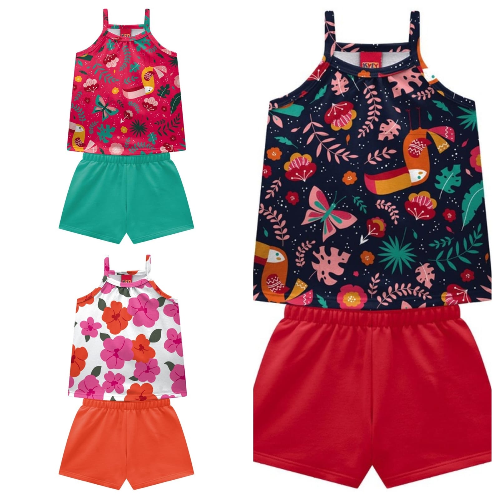 Conjunto Kyly Infantil Menina Florido Short e Regata Verão