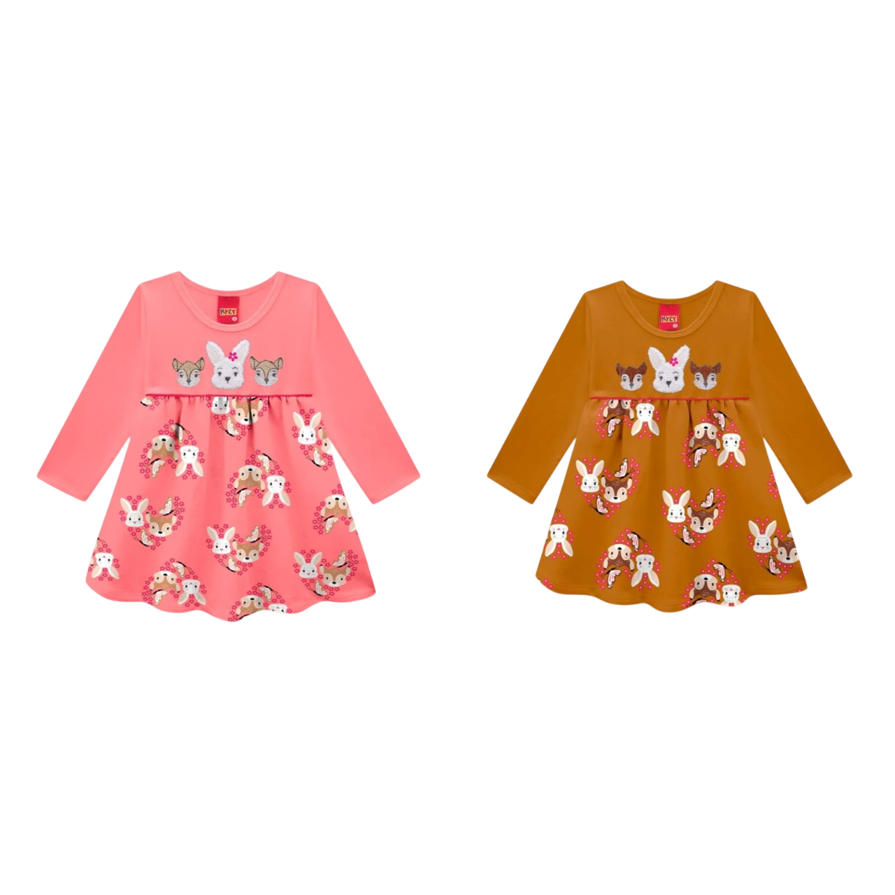 Vestido Infantil Kyly Manga Longa Coelhinho Inverno