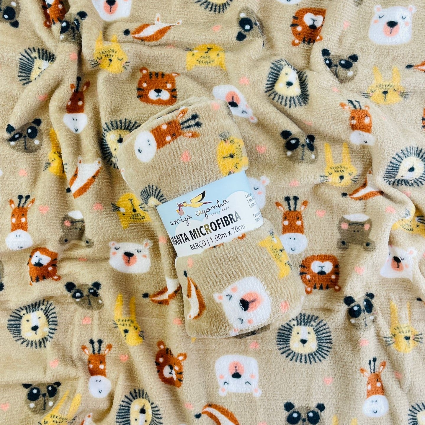 Manta Amiga Cegonha Estampada em Microfibra 100x70cm