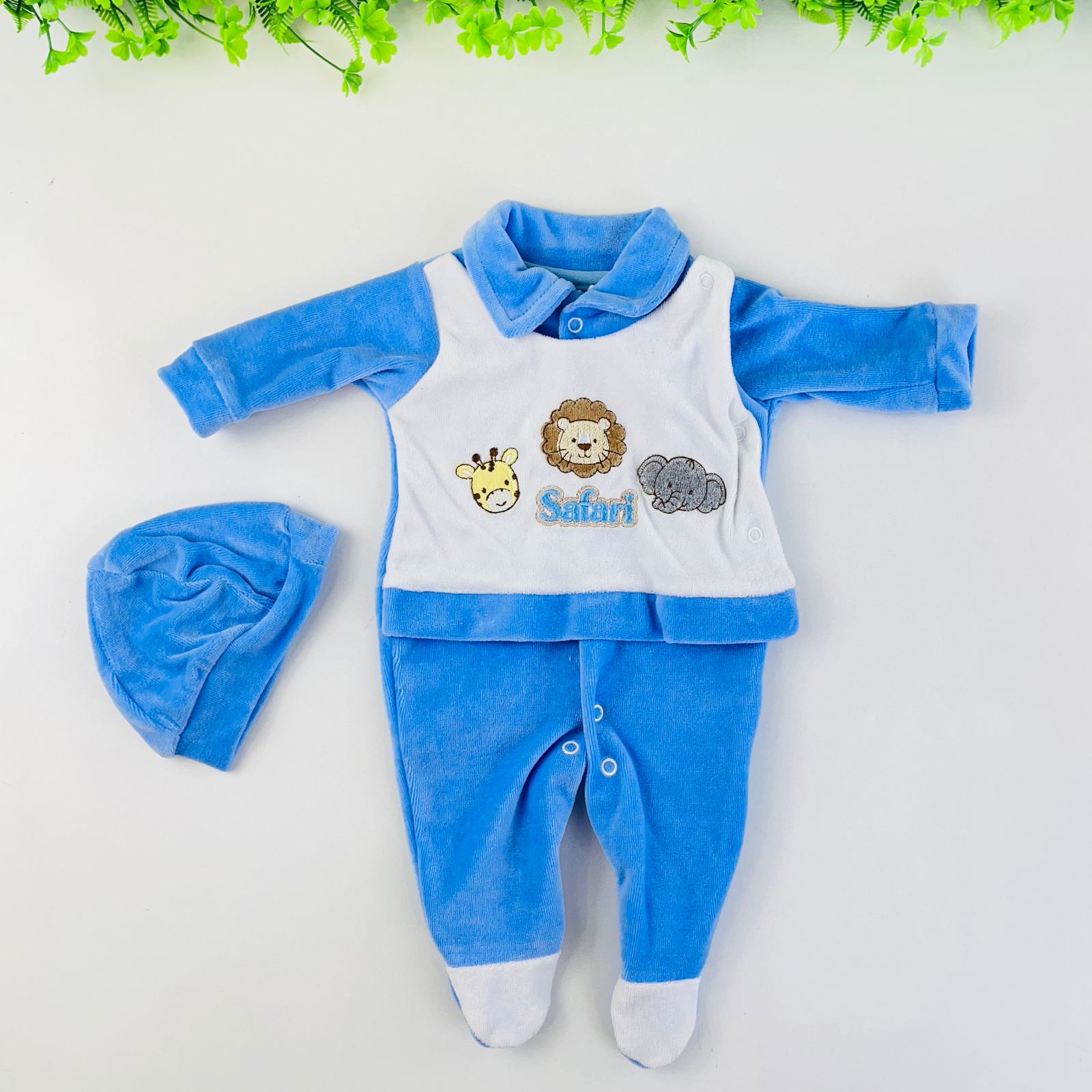 Macacão Bebê Menino Djiele Safari em Plush com Touca Manga Longa