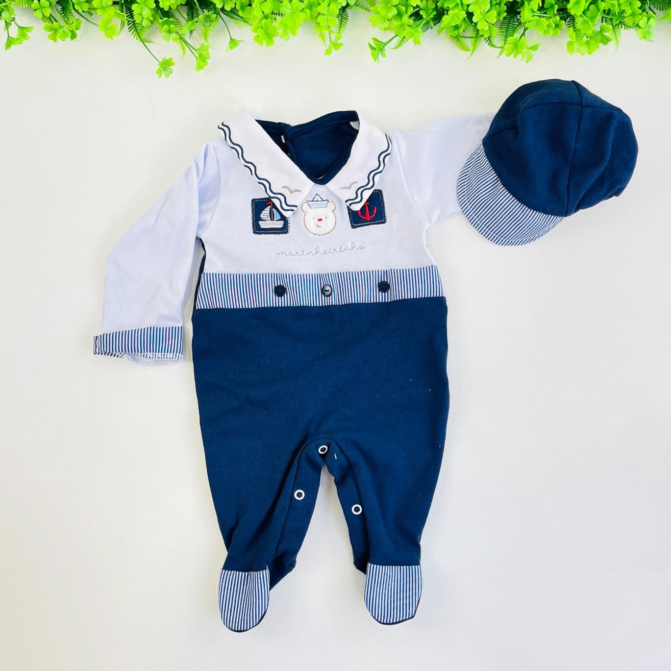 Saída de Maternidade Masculina Djiele Marinheirinho 3 Peças
