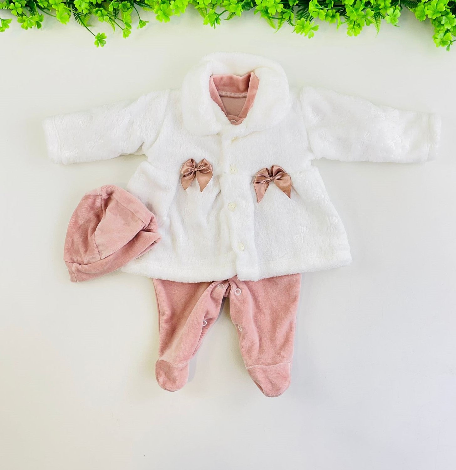 Macacão Bebê Feminino Djiele com Casaco e Touca Plush Inverno
