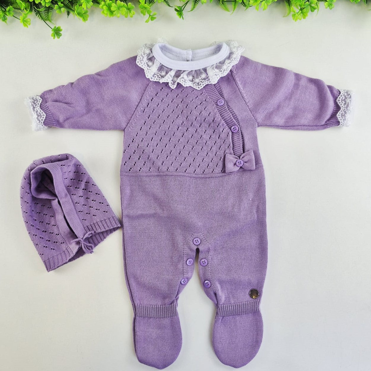 Saída de Maternidade Tamine Baby Alice Maria 4 Pçs - Romantismo e Delicadeza em Tricot de Luxo