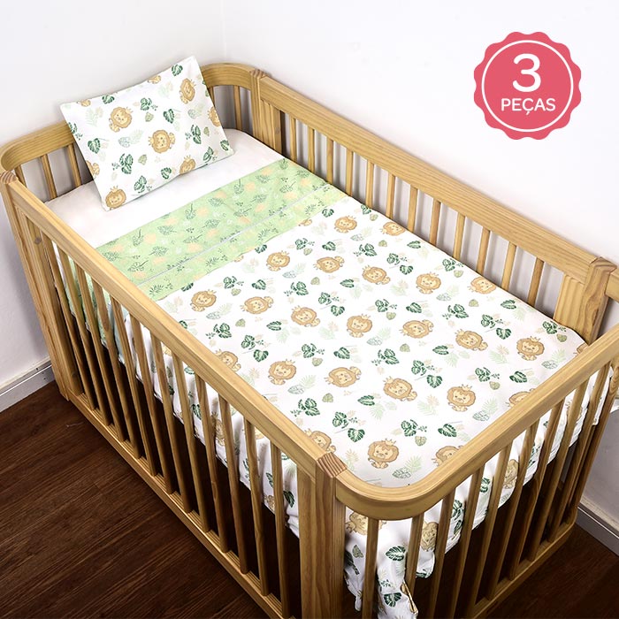 Jogo de Lençol para Berço Americano Dengo Estampado 3 Peças 100% Algodão