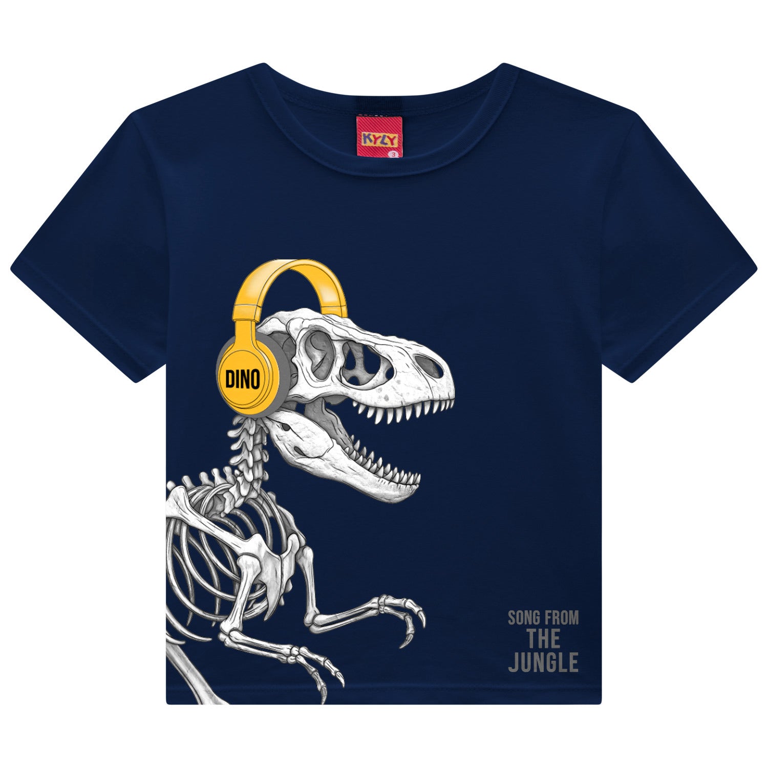 Camiseta Manga Longa Masculina Kyly Dino de Fone Infantil