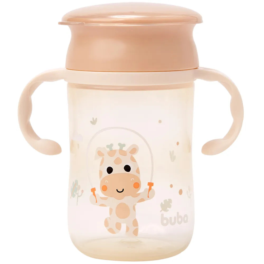 Copo de Treinamento 360 Buba Zoo 300 ml Antivazamento com Alça +12 Meses