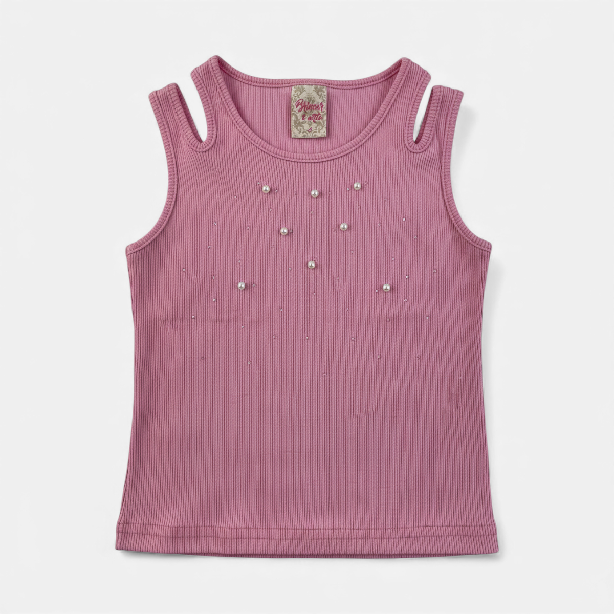 Blusa Feminina Brincar e Arte Ribana Canelada Com Perolas