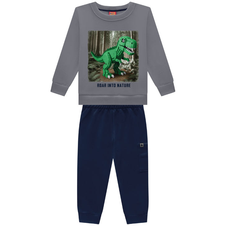 Conjunto Infantil Masculino Kyly Moletom Peluciado Roar Into Nature