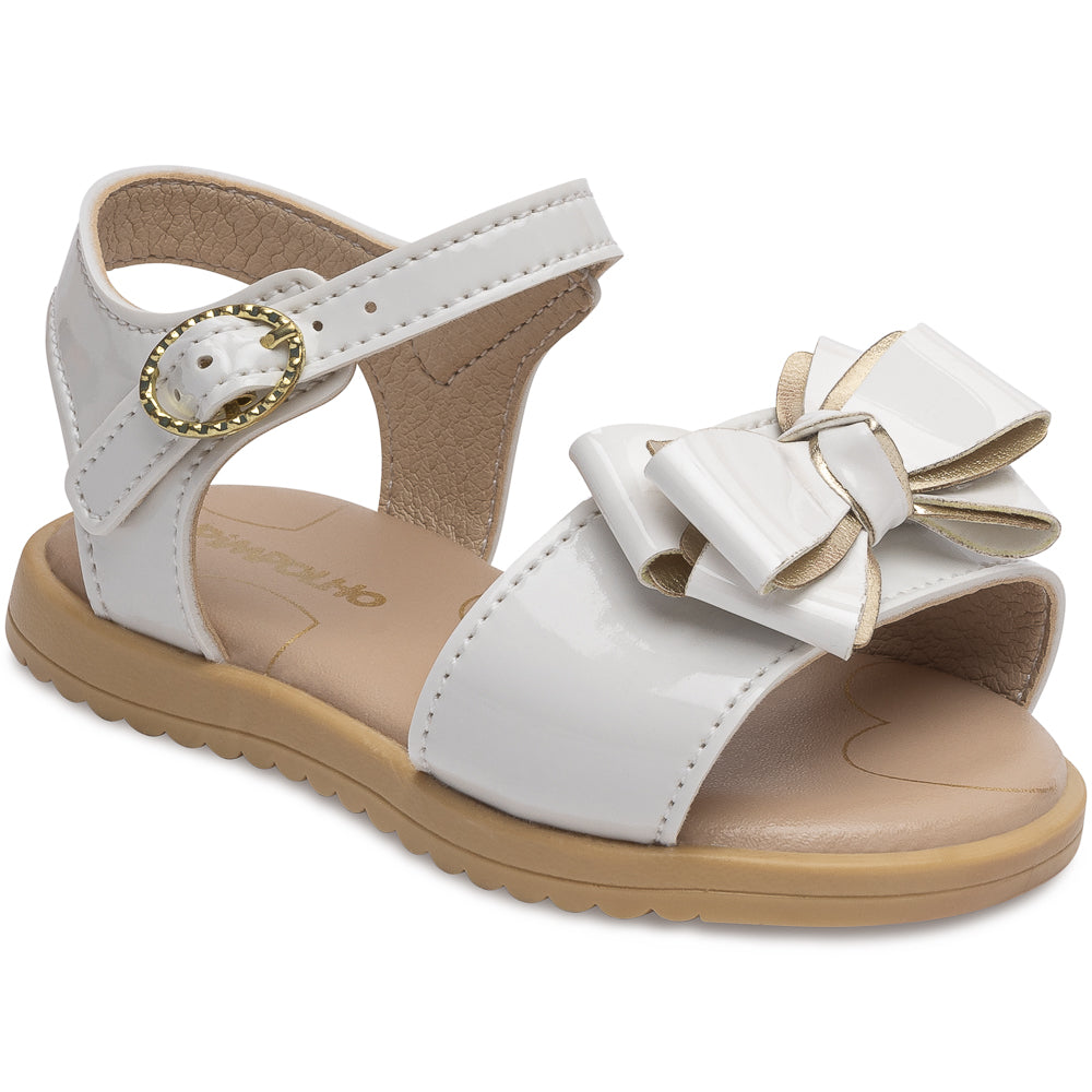 Sandália Infantil Feminina Pimpolho Batizado com Laço e Solado Tratorado