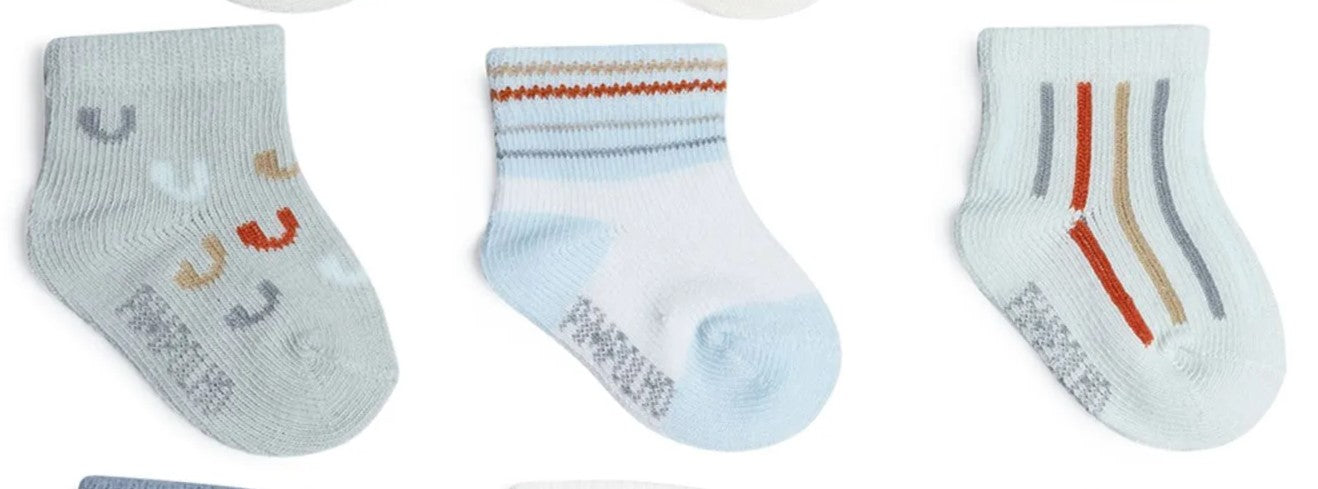 Kit Meia Bebê Masculina Pimpolho Zero Recém-Nascido Algodão Com 3 Pares