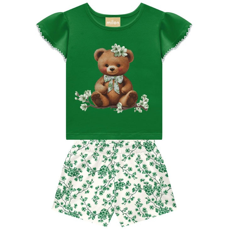 Conjunto Milon Infantil Feminino Ursinha Com Strass
