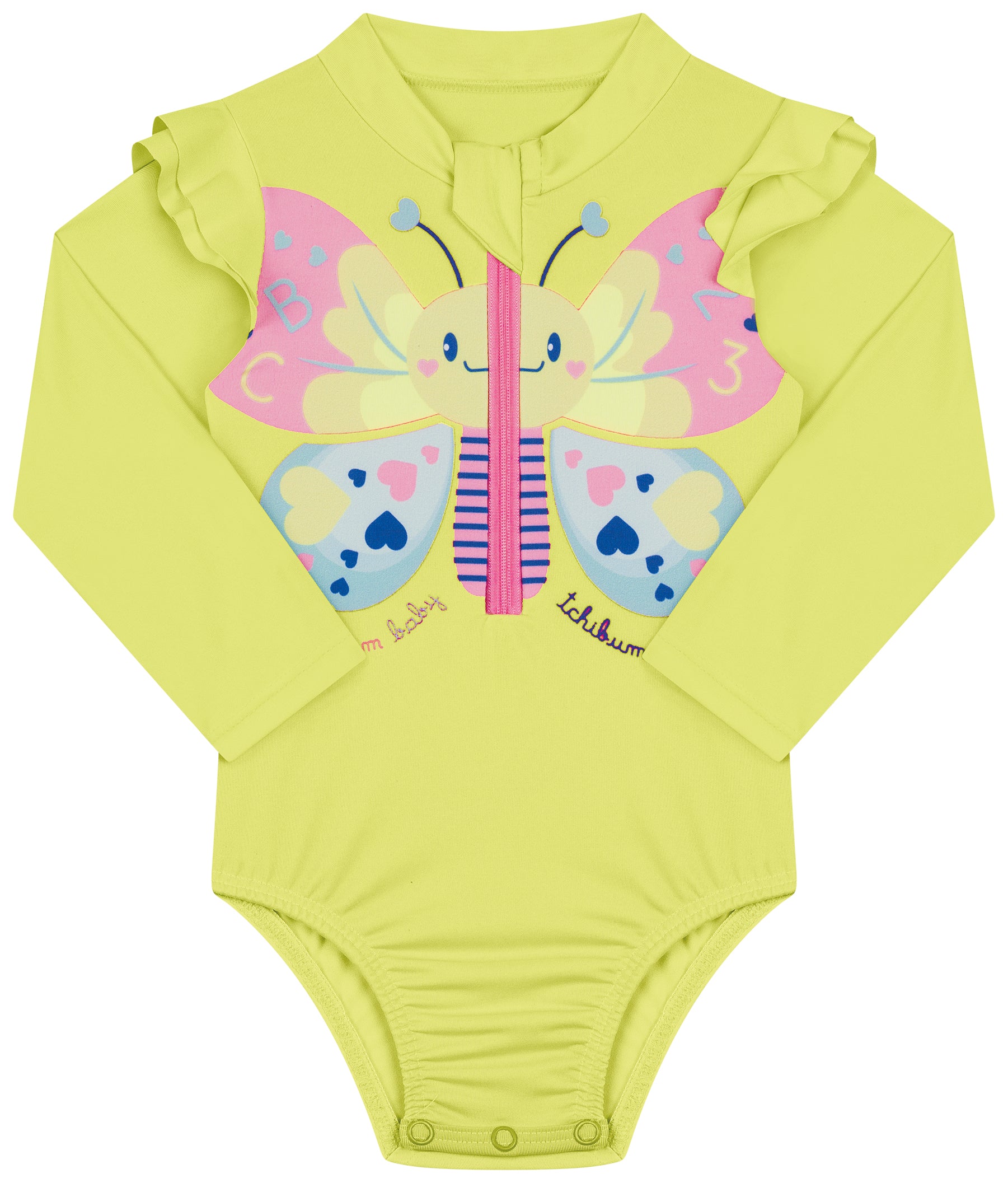 Maiô Infantil Manga Longa Kamylus Tchibum Borboleta UV50+ – Proteção Solar e Conforto