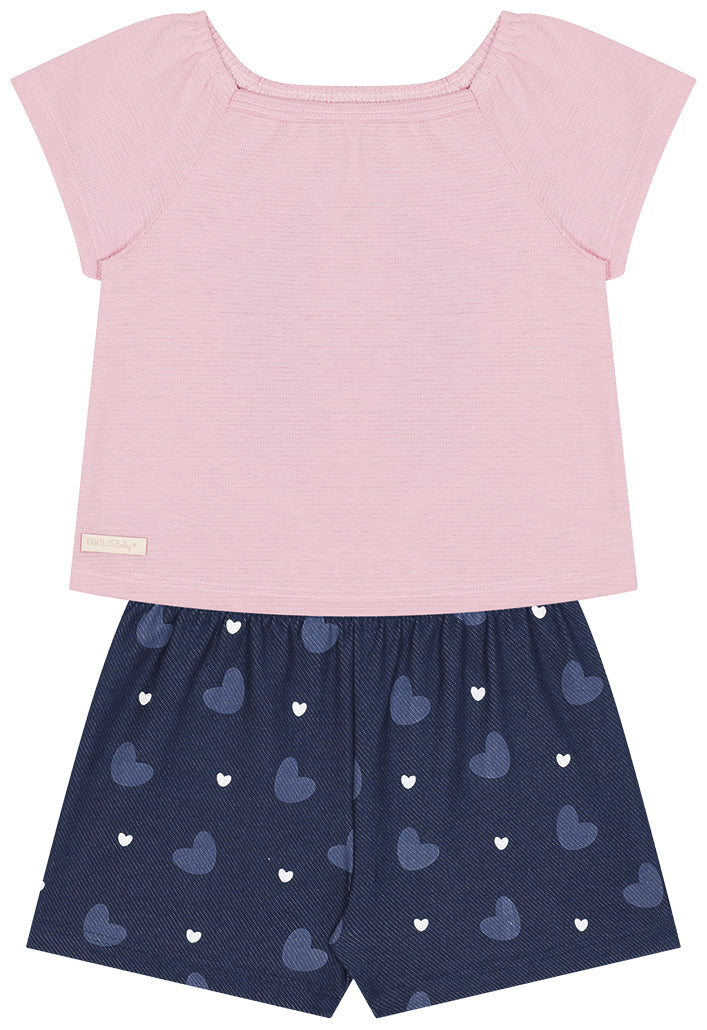 Conjunto Infantil Feminino Kamylus Corações – Conforto e Estilo para o Dia a Dia