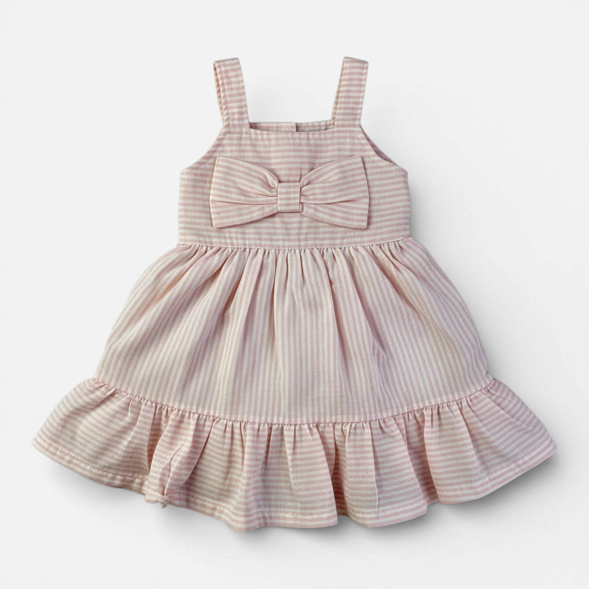 Vestido Infantil Brincar e Arte Listrado com Laço