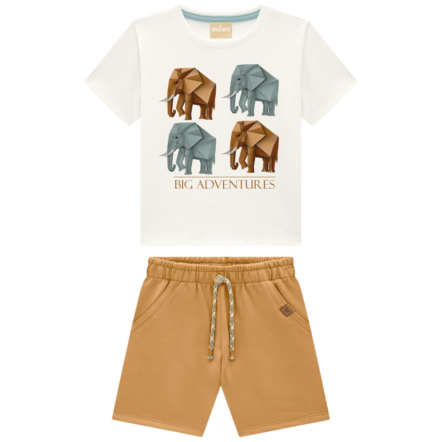 Conjunto Infantil Masculino Milon Elefantes Origami Big Adventures