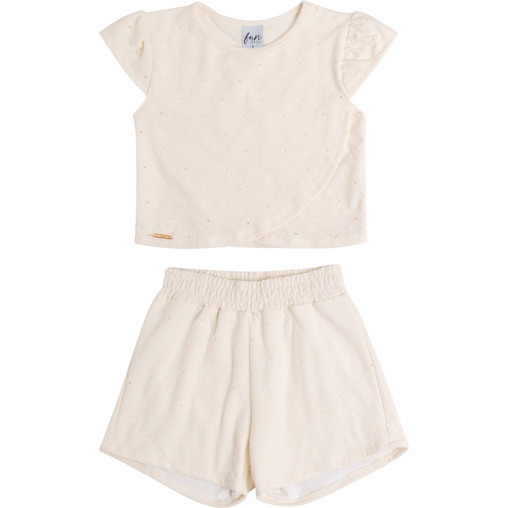 Conjunto Infantil Feminino Have Fun Blusa e Short em Malha Laise