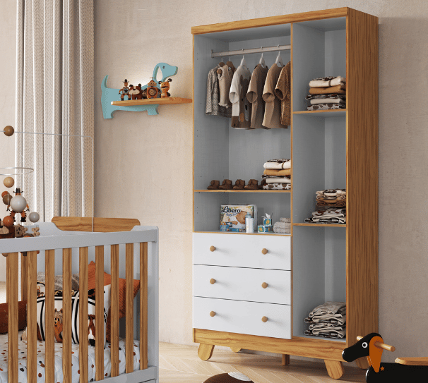 Guarda-Roupa Peroba Pingo 3 Portas Janela