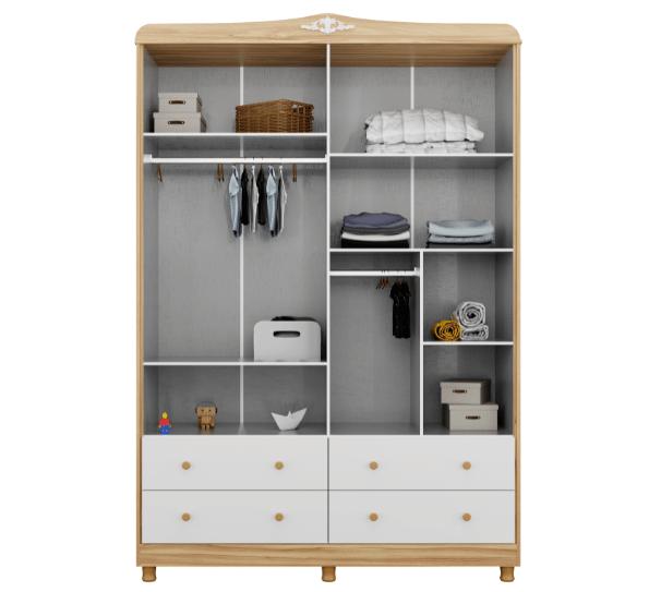 Guarda RoupaElô 4 Portas com Janela 100% MDF com PETG Cristal e Corrediças Telescópicas