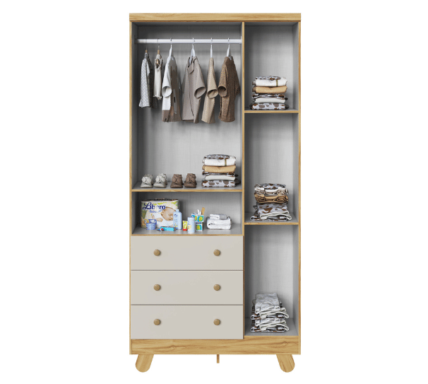 Guarda-Roupa Peroba Pingo 3 Portas Janela