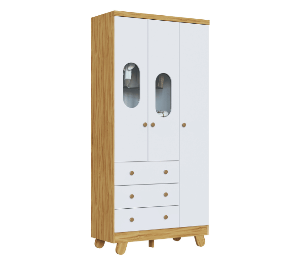 Guarda-Roupa Peroba Pingo 3 Portas Janela