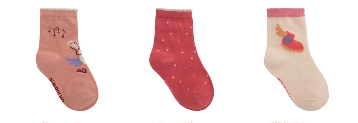 Kit Meia Infantil Feminina Pimpolho 26 ao 30 Algodão Macio Com 3 Pares