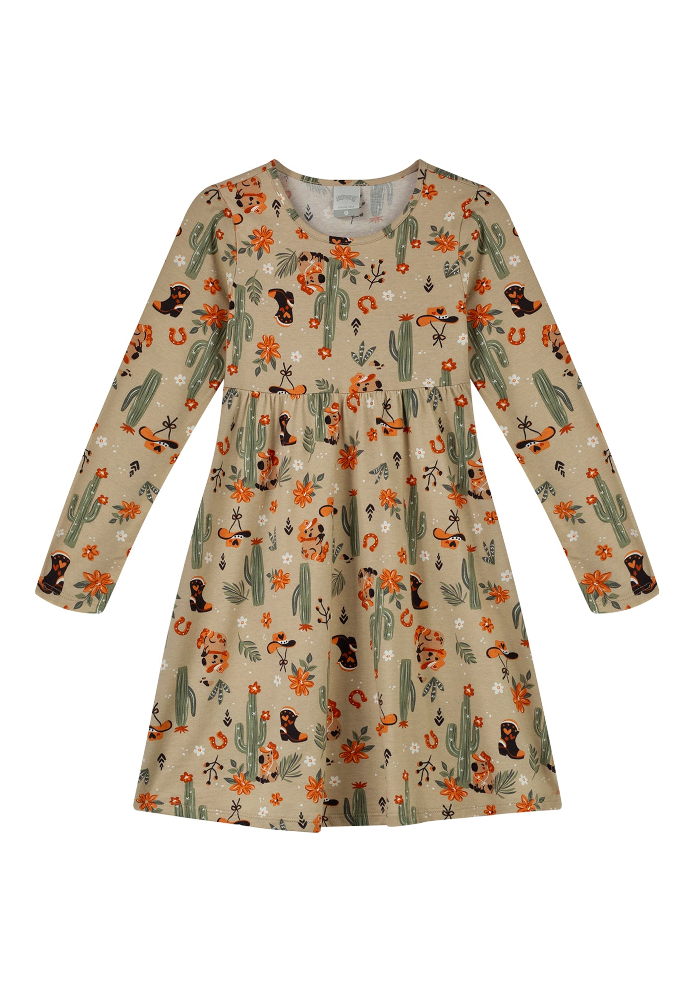 Vestido Infantil Alakazoo Manga Longa em Meia Malha Penteada