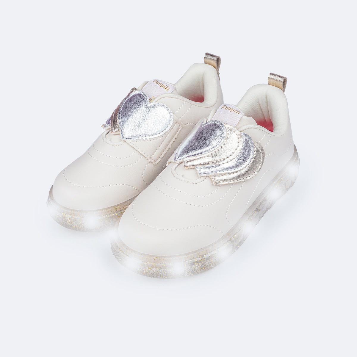 Tênis Pampili Sneaker Luz Corações Led