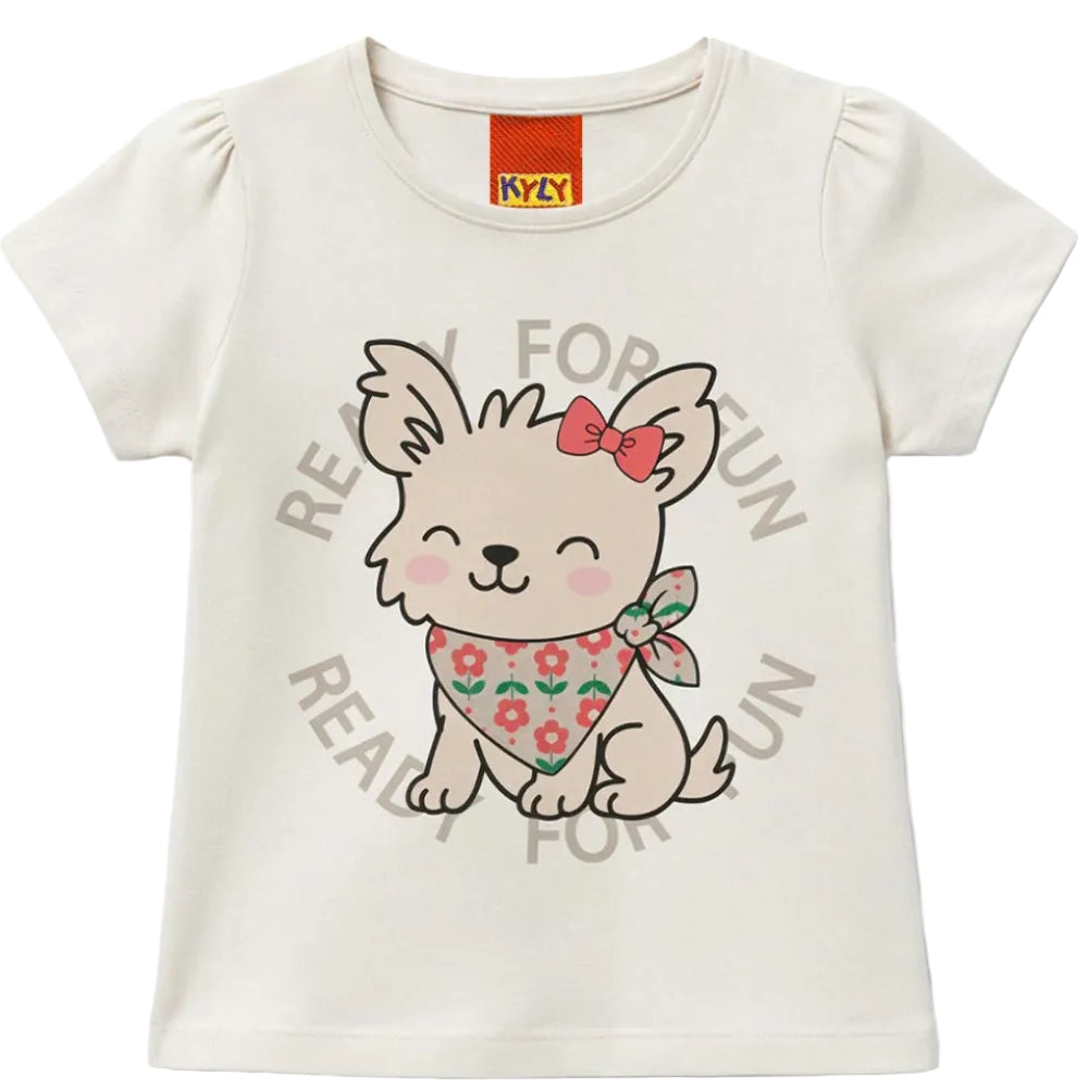 Conjunto Infantil Feminino Kyly Cachorrinha Ready For Fun Camiseta e Shorts