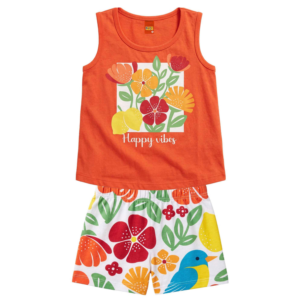 Conjunto Feminino Bebê Kyly Happy Vibes Regata e Shorts
