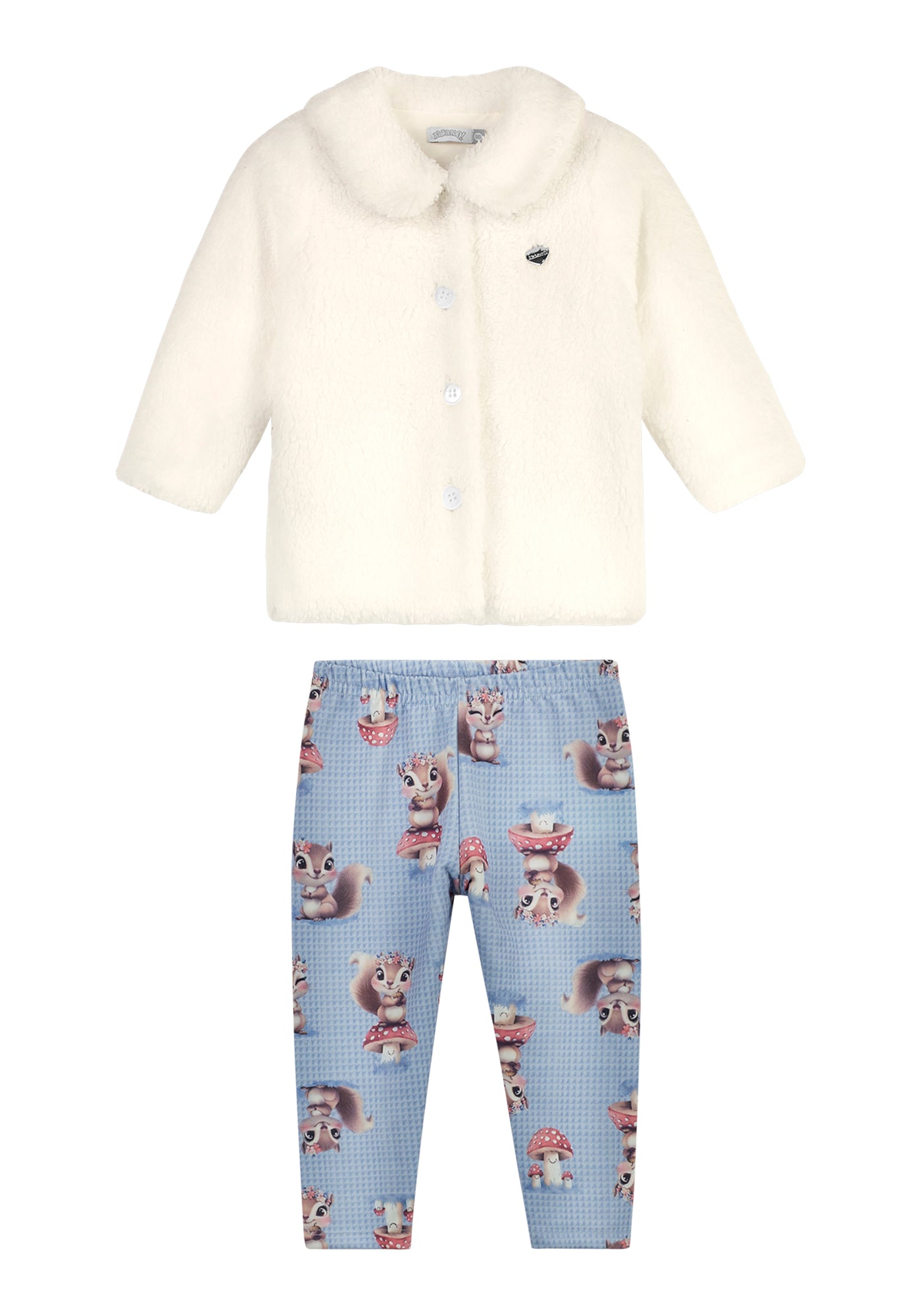 Conjunto Infantil Feminino Alakazoo com Casaco em Malha Pelo e Calça em Moletinho Soft