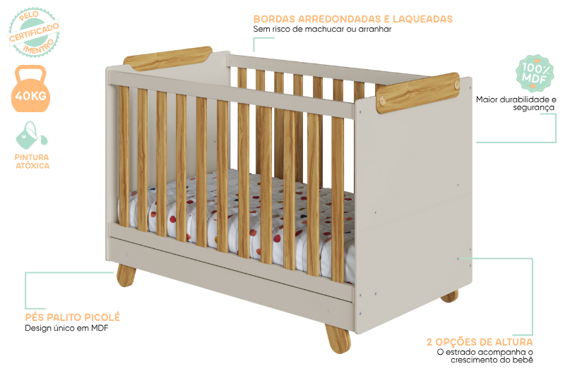 Berço Americano Peroba Pingo 4 em 1