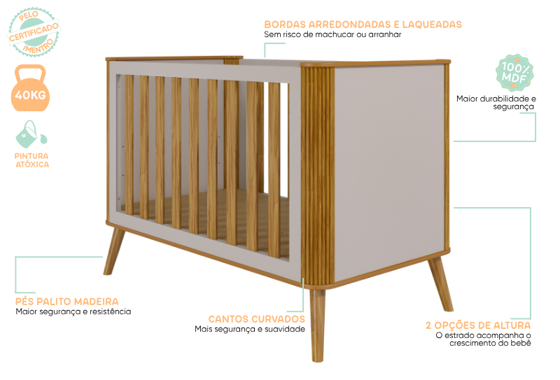 Berço Americano Theo Peroba – 4 em 1