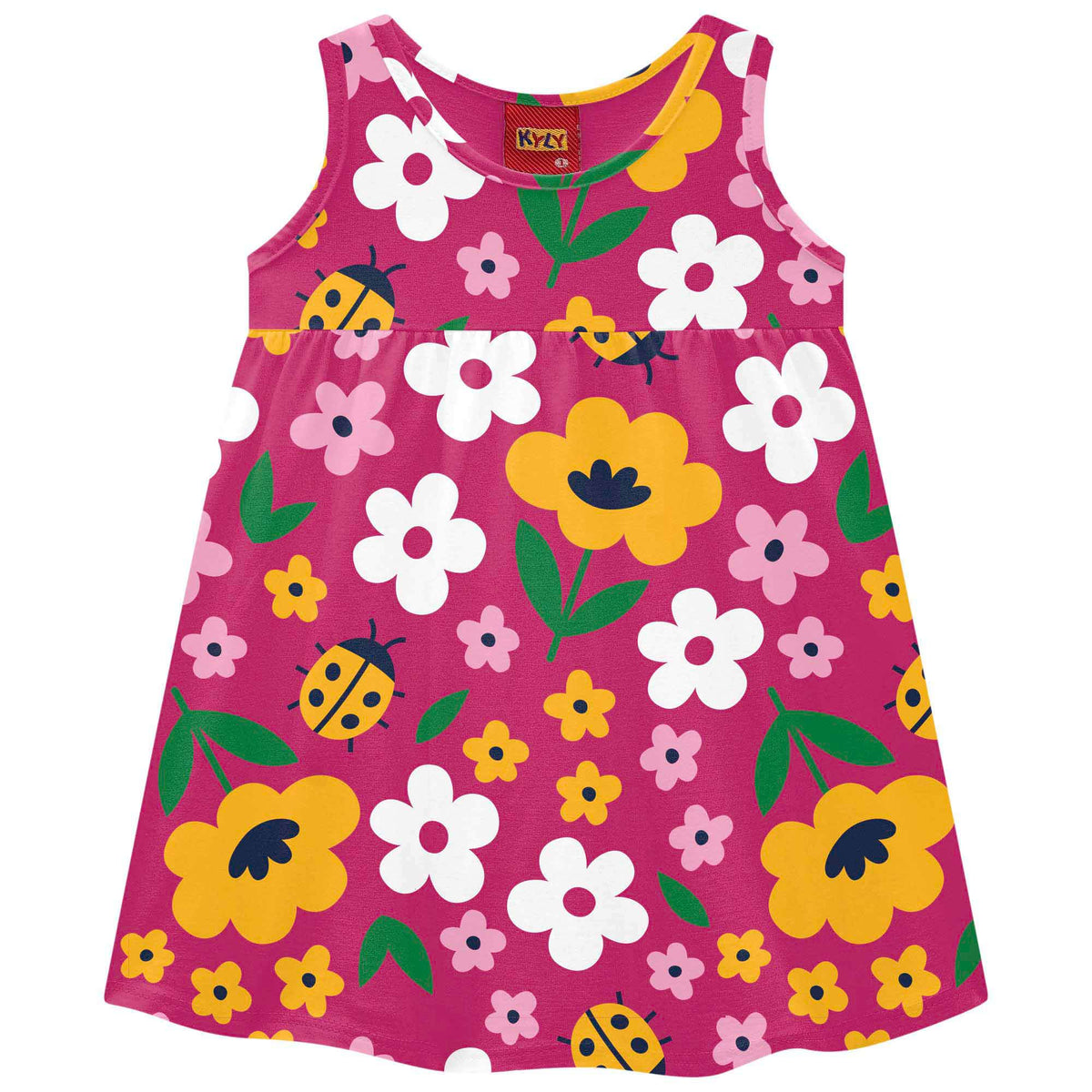 Vestido Feminino Kyly Bebê Regata Joaninha e Flores