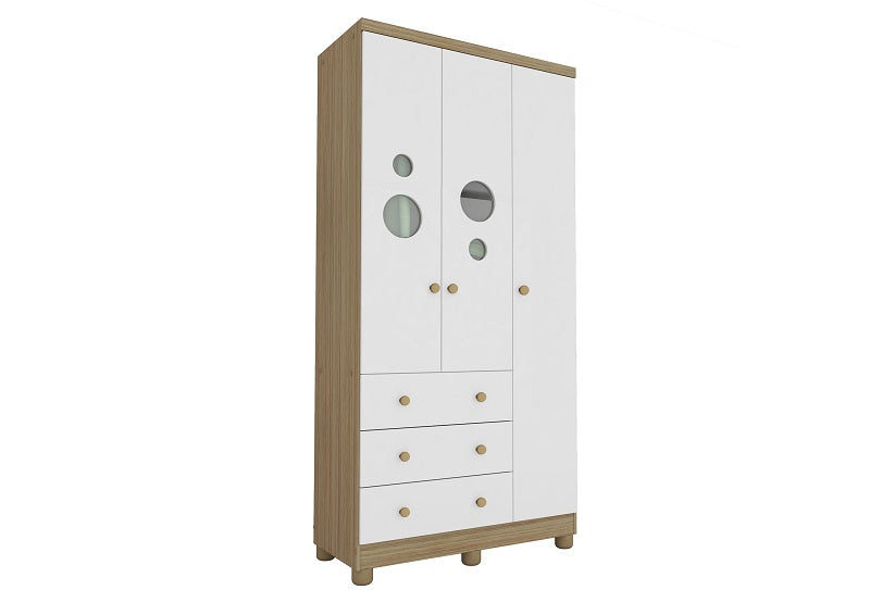 Guarda Roupa Bolinha New 3 Porta Peroba